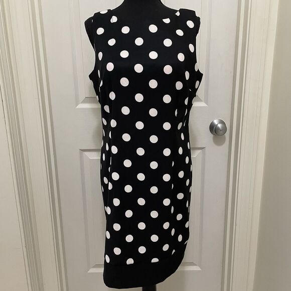 New Alyx Petite Dress 16P Black White Polka Dot Sleeveless Retro Party Dress NWT - Picture 1 of 10
